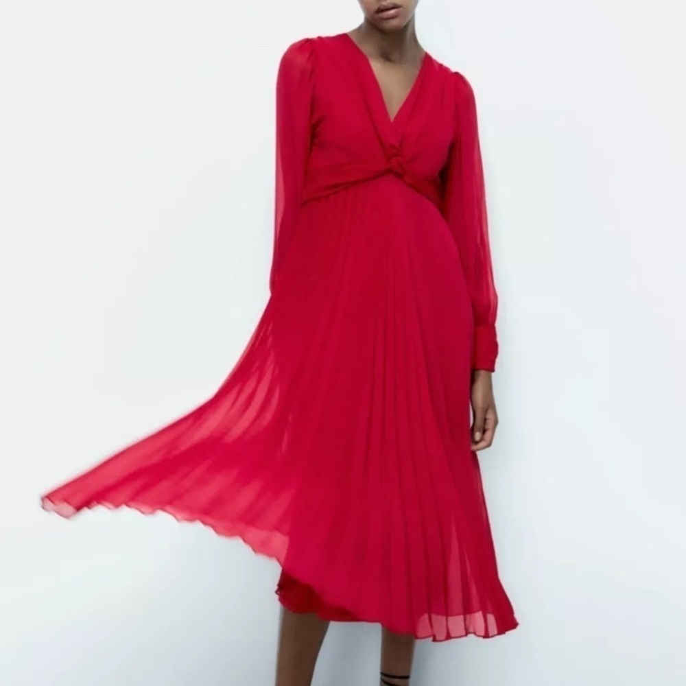 NWOT ZARA Pleated Midi Dress Sz Small